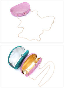 定制闪亮晚装手包圆形水晶钻石女包水钻手包圆形珍珠扣手包 - Product Image 4