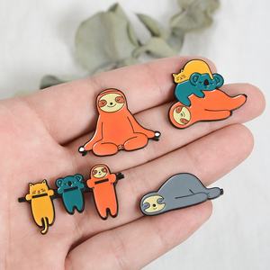 Nouveauté : Badges en métal de haute qualité à motif animalier de dessin animé, badges mignons kawaii, animaux paresseux, chat, <span class=keywords><strong>hamster</strong></span>, épingles à revers - Product Image 3