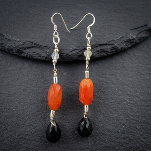 Pendientes de Gota con Cuentas Negras Coral de Art Palace, Pendientes de Gancho Plateados de Estilo Clásico para Uso Diario de Mujer - Product Image 3
