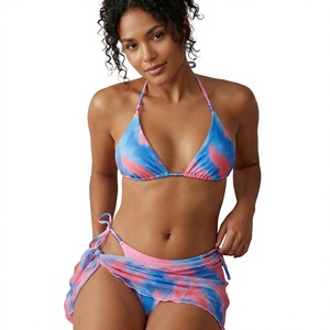 Women Cherry Print <b>Bikini</b> <b>Set</b> <b>Triangle</b> Halter Swimwear Floral Pattern 2 Piece Beach Swim Suit OEM Custom - Product Image 3