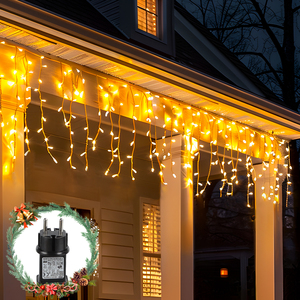 Aigostar 100 LED luci della tenda di natale 3M + 5M * 0.4M 8 modalità IP44 bianco caldo per matrimoni e feste di Halloween - Product Image 1