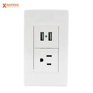 Enchufe de pared eléctrico de 16A, 250V, 118, 3 pines, con doble puerto USB 2.1A, 5V