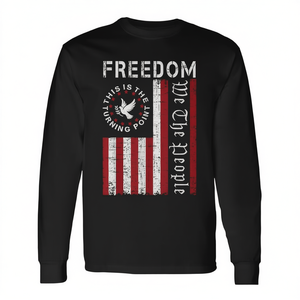 Camiseta de manga larga con bandera de Estados Unidos Freedom, diseño patriótico americano de punto de inflexión - Product Image 2