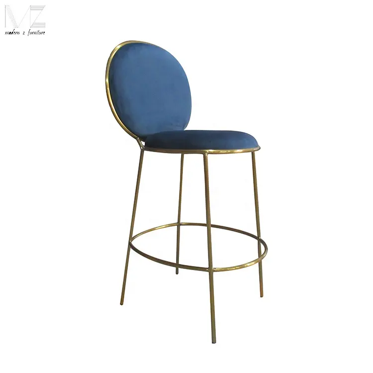 מודרני מתכת ברזל מסגרת תעשייתי זהב דלפק גבוהה Barstool בר שרפרף קטיפה מושב כיסאות בר כיסאות