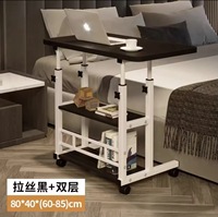 Bureau d'ordinateur de chevet avec étagère de rangement, hauteur réglable, idéal pour le bureau à domicile et l'apprentissage des étudiants
