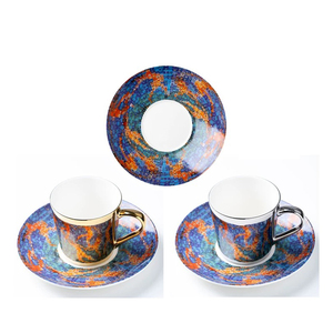 Sinh Thái Thân Thiện Với Cốc Cà Phê Gốm Độc Đáo Mạ Điện Phản Chiếu Gương Cup Và Chiếc Đĩa Đặt Sứ - Product Image 2