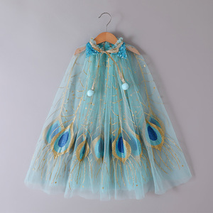 2022 New Arrival <b>Sequins</b> Baby Girl Cosplay Cloak Kids Girls Princess Tulle Cape for Halloween Christmas Holiday - Product Image 2