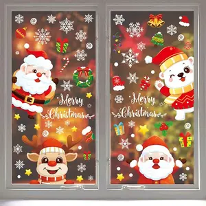 Custom Design Printed No Glue Adhesive Clear Vinyl christmas window static cling stickers