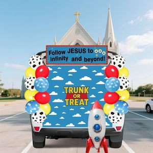 Kit de décoration de voiture pour Halloween en latex respectueux de l'environnement, histoire religieuse personnalisée, bannières, ballons, SUV, église, extérieur - Product Image 5