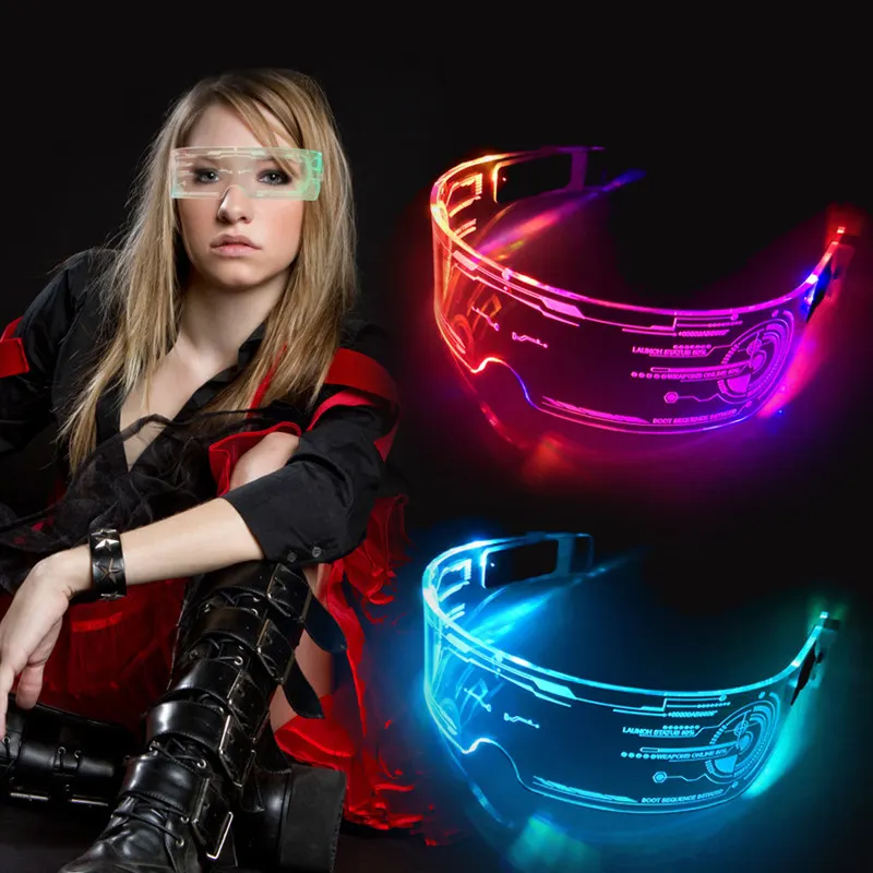2022 New Fashion Led Glasses Creative Technology Futuristic Cyberpunk Luminous Party Light Up Glasses