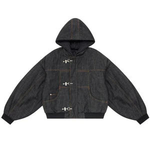 Chaquetas Vaqueras de Mezclilla para <span class=keywords><strong>Hombre</strong></span>, Estilo Bombero, con Capucha, Cierre de Botones, Diseño Cuadrado, Desgastado, Vintage, Japonés, Fabricantes - Product Image 3