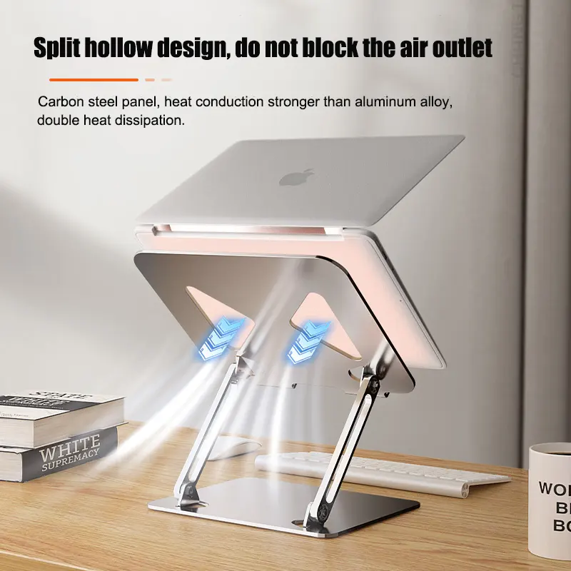 ขาตั้งแล็ปท็อปแบบพกพาพับได้สินค้ามาใหม่โต๊ะเหล็กคาร์บอนปรับความสูงได้รองรับโน้ตบุ๊คสำหรับ MacBook