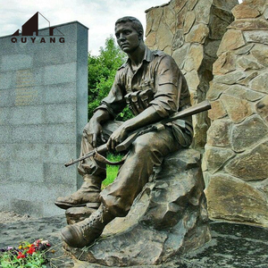 QUYANG - Escultura de Monumento Conmemorativo de Combatientes al Aire Libre, Tamaño Real, de Metal, Estatua de Guerrero Arrodillado de Bronce - Product Image 5