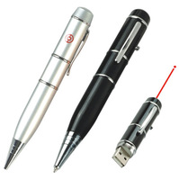 Stylo bille multifonction USB en métal EACAJESS avec logo personnalisé, pointe laser LED 0,5 mm, encre bleue/noire, 14,1 cm, clé USB
