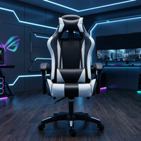 Chaise de jeu exécutive ergonomique en cuir avec support lombaire, accoudoirs inclinables et réglables, hauteur réglable, pivotant à 360 degrés, en métal