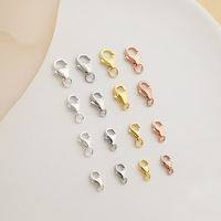 Fermoirs à griffe de homard en argent sterling S925 plaqué or, multi-tailles, pour la fabrication de colliers et de bracelets
