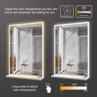 Miroir de salle de bain intelligent avec chargeur de téléphone et brosse à dents/miroir LED Double face avec étagère