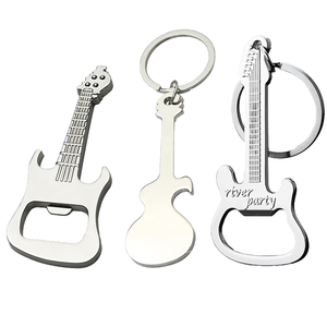 Porte-clés en alliage de zinc et acier inoxydable en forme de guitare, logo personnalisé, finition polie, émail, souvenir de festival de musique et concert - Product Image 2