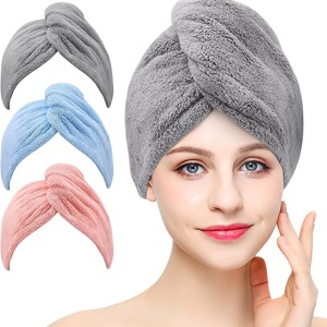 Gorro de secado de pelo de lana coralina de secado rápido, color sólido, para uso en hoteles, salones de belleza y duchas. - Product Image 1