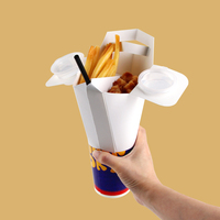 Gobelet en papier laiteux avec couvercle et plateau à collation intégré pour jus de fruits