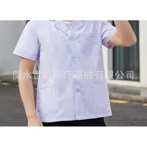White Nurse Uniform Short Sleeve Cotton Moisture Wicking Women Hospital Workwear Summer Top - Product Image 3