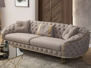 Современная мебель для гостиной, набор роскошных тканевых диванных стульев с пуговицами