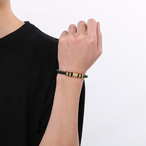 Pulsera de cuero magnética Cierre de acero inoxidable Pulsera para hombre Cuero vegano Joyería de moda unisex - Product Image 4