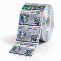 Rouleau d'étiquettes de sécurité holographiques personnalisées, étiquettes inviolables imperméables en PET, autocollants anti-contrefaçon avec code QR