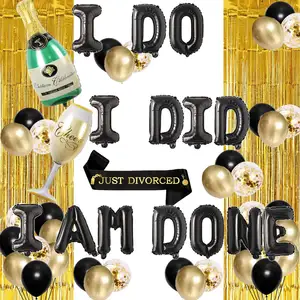 Startparty Divorce Party Decorations Black I Do I Did I'm Done Balloons Just Divorced Sash Happy Divorce Themed Party Supplies