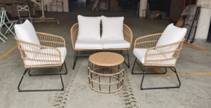 Luxe Tuinmeubelen <span class=keywords><strong>4</strong></span> Stuks Stalen Rotan Tuinsets Buiten Restaurant Sofa Set Patio Conversatie Set Met Zitkussen - Product Image 2