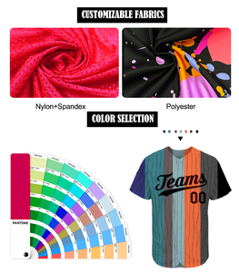 Maillot de <span class=keywords><strong>baseball</strong></span> personnalisé à manches courtes en 100 % polyester, imprimé par transfert thermique, style universitaire, à rayures fines, entièrement boutonné, pour l'université - Product Image 5