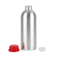 Bouteille en aluminium poli miroir de 1000 ml avec bouchon de sécurité rouge, hermétique et opaque, pour huiles essentielles, parfums et produits chimiques