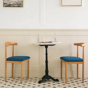 Diskon langsung dari pabrik <span class=keywords><strong>di</strong></span> Eropa Denmark Chaise Cafe restoran Sillas sapi tanduk sapi kursi kayu siku kursi makan dengan bantal - Product Image 4