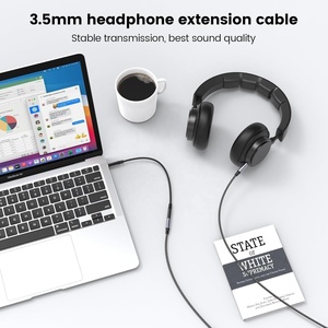 Cable de Extensión para Auriculares de 4 Polos TRRS de 3.5mm con Micrófono, Cable de Audio Estéreo Macho a Hembra, Trenzado de Nailon, 3.3 Pies, Gris - Product Image 4