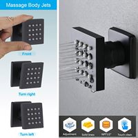 Ensemble de douche thermostatique de luxe en laiton brossé pour villa, avec pommeau de douche pluie de 12 pouces, 4 jets latéraux, douchette à main et fixation murale