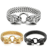Bracelet pour homme de style sophistiqué en acier inoxydable plaqué or 18 carats, inaltérable, tendance et imposant, pour cadeaux chrétiens
