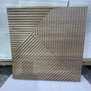 UDK Panel dinding pola Linen kayu dekorasi Interior PVC untuk Dekorasi seni dinding dalam ruangan