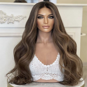 13x4 HD para peluca Frontal de encaje 16 pulgadas cabello judío humano crudo sin pegamento prearrancado Color marrón destaca encaje Natural - Product Image 5