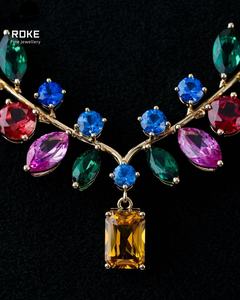 תליון אבני חן בהתאמה אישית, זהב 9K-18K, אזמרגד/רובי/ספיר/יהלום צהוב - שרשרת יוקרה לנשים - Product Image 6