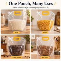 Pochette transparente à bec verseur avec poignée pour le stockage et l'emballage de produits secs, haricots, céréales et aliments