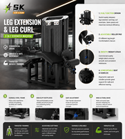 SK Appareil d'extension des jambes assis Premium, Appareil d'isolation des ischio-jambiers pour salle de sport commerciale, Équipement de musculation, Machine de fitness