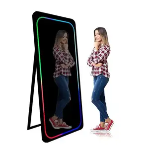 2023 Newest 70 Inch 75" Smart Touch Screen Mirror Photo Booth Machine Affordable 60inch White Foto Booth With Printing Shelf