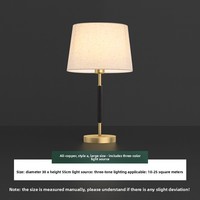 Lámpara de Mesa Moderna Nórdica de Lujo, Totalmente en Latón, Ajustable, con Pantalla de Tela Simple y Flexible, para Dormitorio o Hotel
