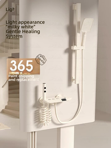 Système de <span class=keywords><strong>douche</strong></span> numérique Wayon moderne blanc crème avec touches de piano <span class=keywords><strong>et</strong></span> étagère de rangement - Product Image 2