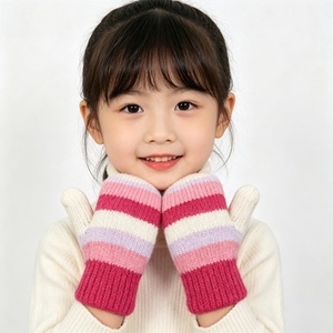 <span class=keywords><strong>Manoplas</strong></span> de Invierno para Niños Pequeños, de Acrílico y Algodón, hasta la Muñeca, con Dedos Completos, Coloridas, Rosa y Azul, Calentadores de Manos para Niñas y Niños - Product Image 1