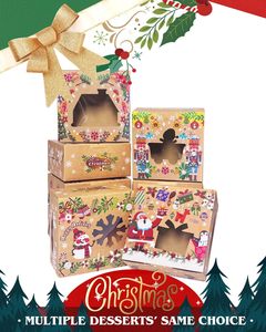 Boîtes à friandises de Noël avec fenêtre, boîtes à biscuits en kraft brun, petites boîtes à pâtisserie pour les fêtes de fin d'année, fournitures pour les fêtes - Product Image 5