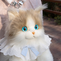 Sac à dos en peluche réaliste de taille moyenne en forme de chat en tissu éco-responsable DUPAN, design en peluche simulé, sac à dos tendance