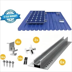 Retail Packing Solar Panel Mounting For Sheet Metal Roof With Photovoltaic Mini Rail And Mid End Clamp Set Kit For 2 Pv Module