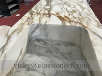 Vasque de salle de bain en marbre italien de luxe, vente en gros de vasque en marbre Calacatta Gold