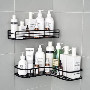 2024 New Bathroom Shelf Shower Wall Mount Shampoo Storage Holder With Suction No Drilling Kitchen Storage Bathroom Accessories